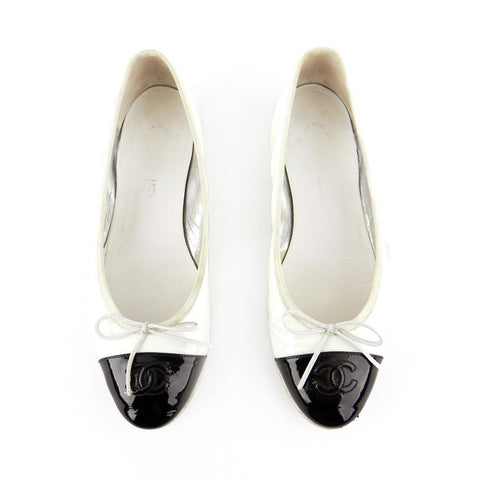 Chanel Patent Leather Two-Tone Ballet Flats sz 39