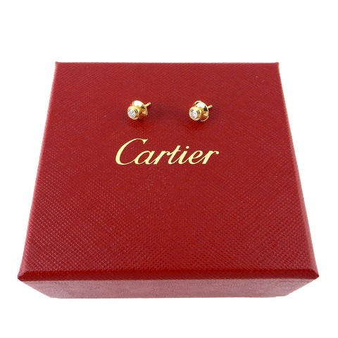 Cartier Spotlight 18K Yellow Gold Diamond Earrings MM