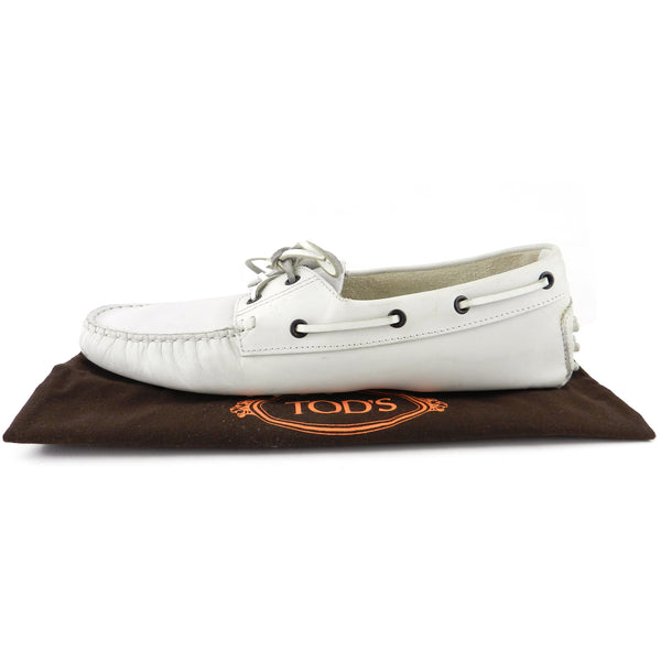 Tod's Men's White Leather Mocassin Loafers sz 8.5
