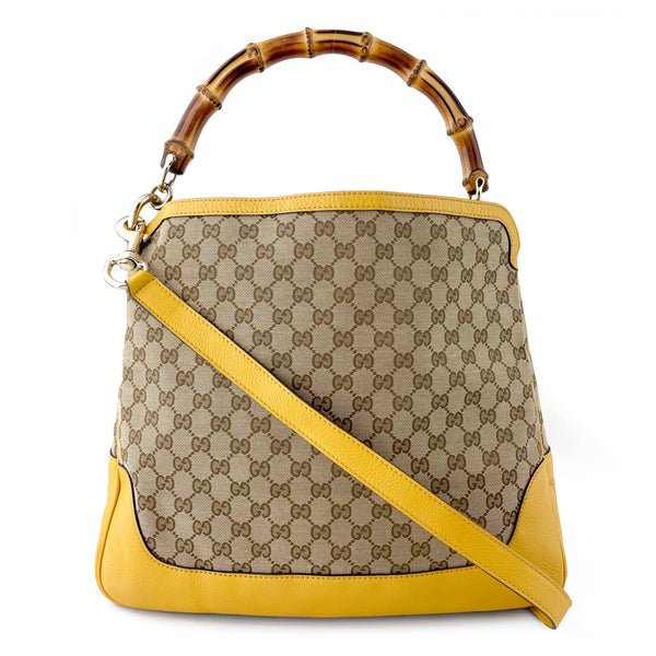 Gucci GG Canvas Diana Bamboo Shoulder Bag - Beige / Yellow