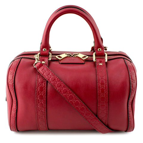 Gucci Guccissima Berry Red Boston Speedy Converible Bag