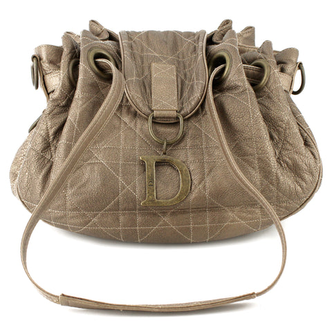 Dior Golden Bronze Metallic Leather Cannage D-Charm Shoulder Bag