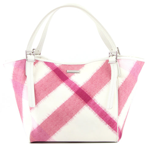 Burberry Giant Pink Check Large Canvas Tote