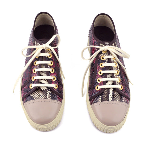 Chanel Laced Purple Exotic Skin Sneakers sz 42 / 11