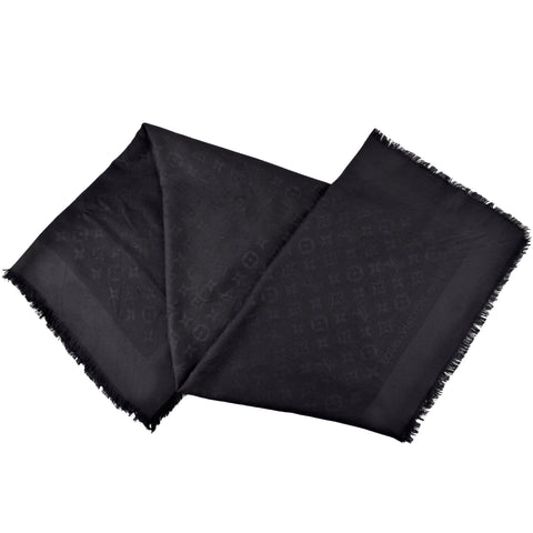 Louis Vuitton Monogram Black on Black Cashmere Shawl Scarf
