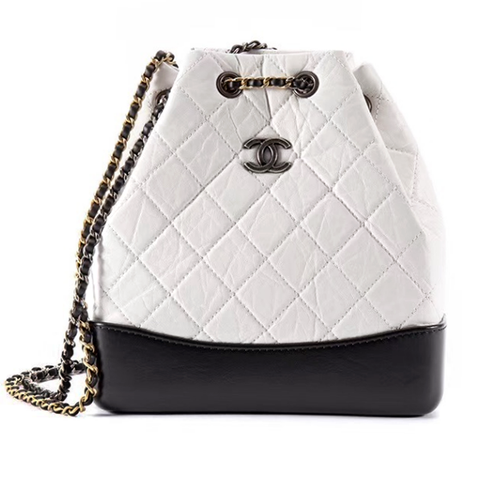 Chanel Gabrielle Small Black & White Quilted Bucket Backpack