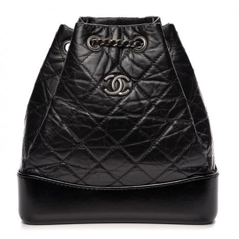 Chanel Gabrielle Small Black Quilted Bucket Backpack