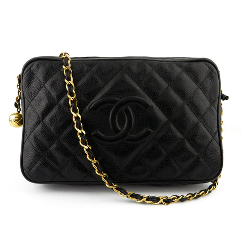 Chanel Vintage Black Caviar Camera Shoulder Bag
