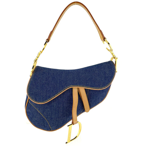 Dior Blue Denim Saddle Shoulder Bag