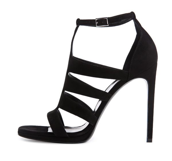 Saint Laurent Black Multi-Strap Suede Jane Sandals sz 39.5/9