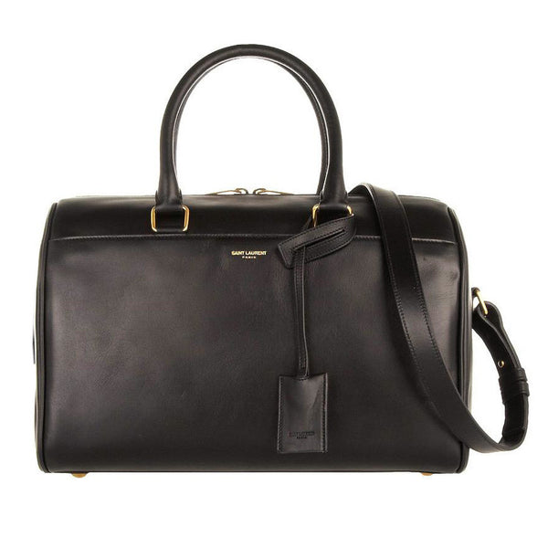 Saint-Laurent Classic Black Leather Duffle Covertible Bag