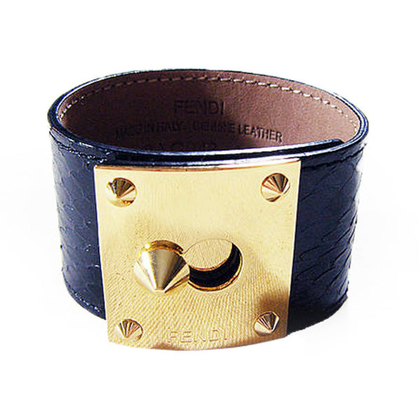 Fendi Python Golden Clasp Navy Cuff