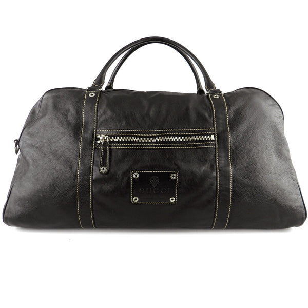 Gucci Large Black Leather Duffle Bag
