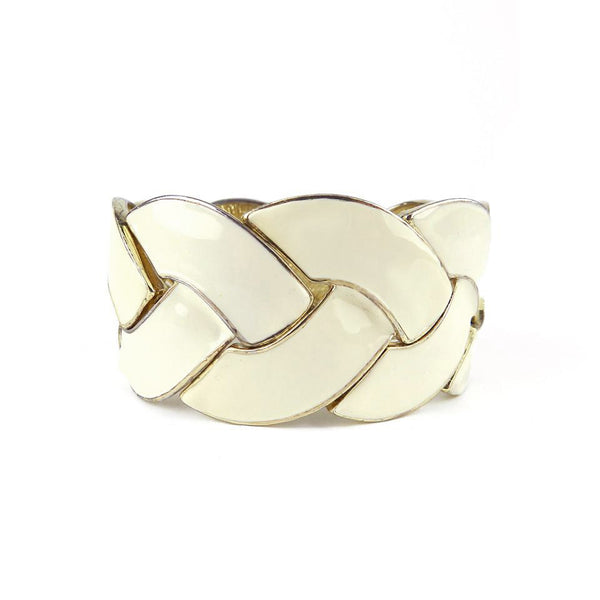 BCBG Ivory Enamel Braided Cuff