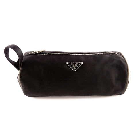 Prada Black Satin Barrel Mirror Pouch