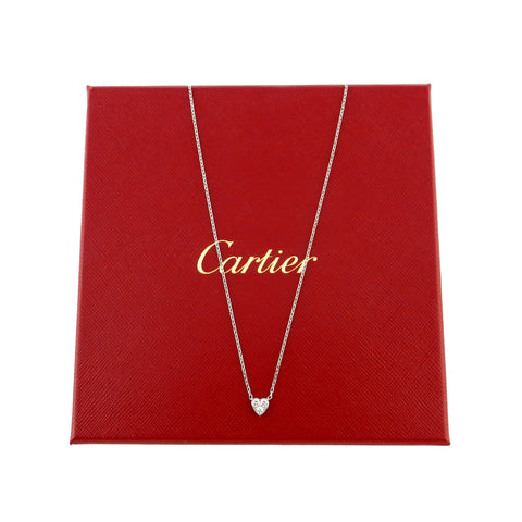 Cartier 18K White Gold & Diamond Heart Necklace