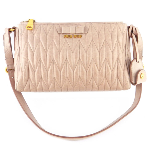 Miu Miu Vitello Shine Matelasse Trapu Shoulder Bag