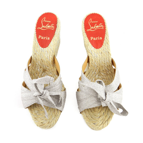 Christian Louboutin Silver Ribbon Wedges sz 37 / 6