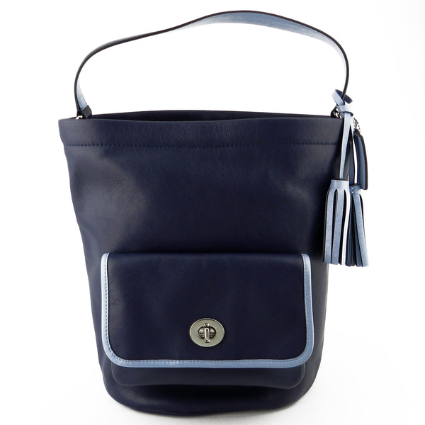 Coach Legacy Archival Two-Tone Blue Leather Bucket Bag