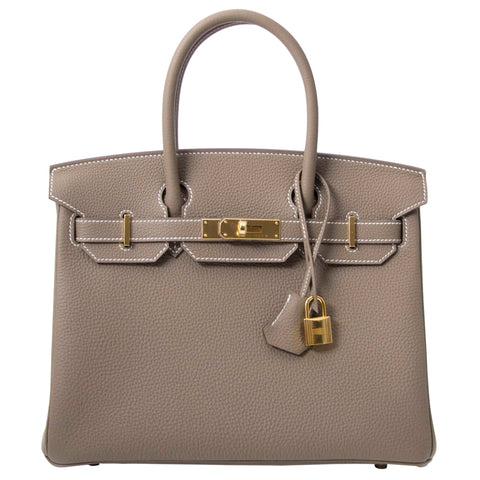 Hermes Birkin 30 Etoupe Togo Leather Bag