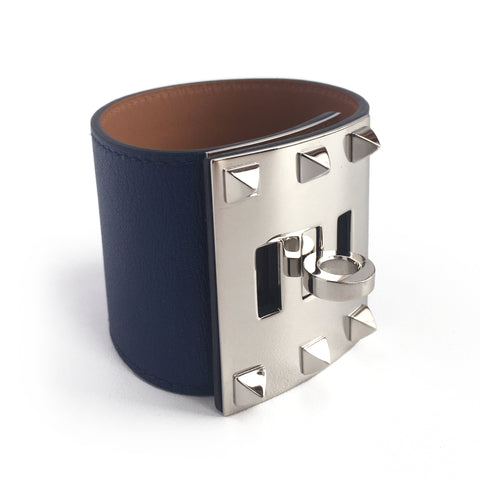Hermes Kelly Dog Extreme Studded Cuff Bracelet - Blue