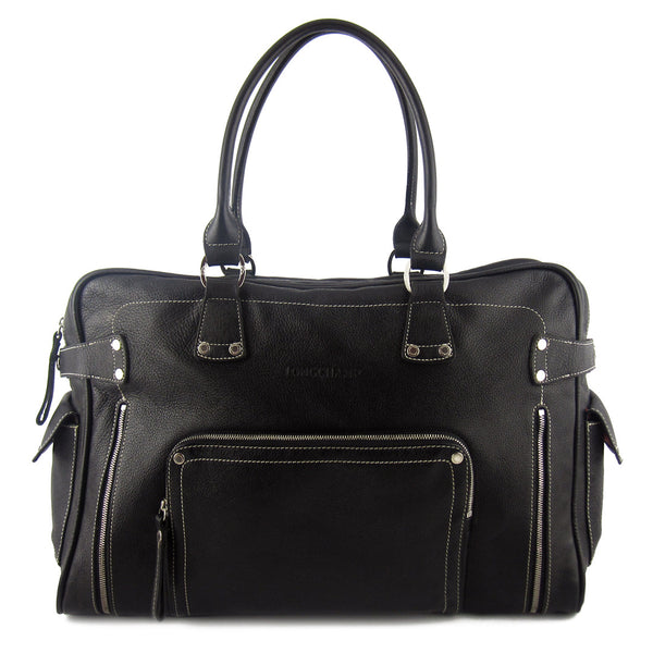 Longchamp Expandable Leather Duffle Shoulder Bag