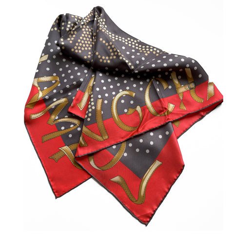 Longchamp Signature Horse Bust Dotted Silk Scarf