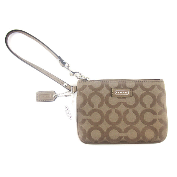 Coach Canvas Wristlet Clutch - Taupe Brown