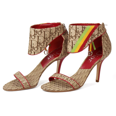 Christian Dior Rasta Stripes Monogram Canvas Sandals sz 40