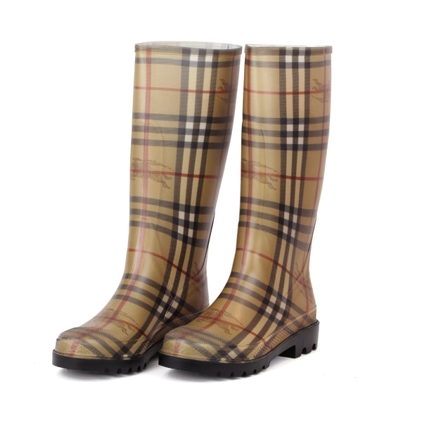 Burberry Classic Haymaket Check Rain Boots sz 38