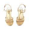 Michael Kors Nude Patent Raffia Wedge Sandals sz 6