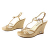 Michael Kors Nude Patent Raffia Wedge Sandals sz 6