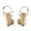 Michael Kors Nude Patent Raffia Wedge Sandals sz 6