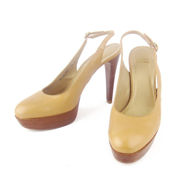 Stuart Weitzman Tan Leather Slingback Pumps