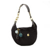 Coach Black Satin Pom-Pom Shoulder Bag