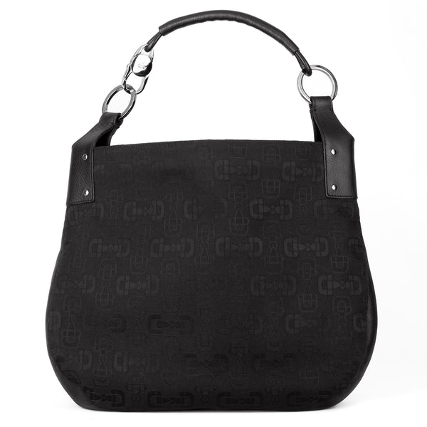 Gucci Large Black Canvas Ring Shoulder Bag