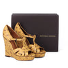 Bottega Veneta Tan Beige Floral Wedge Sandals sz 38.5