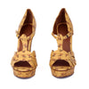 Bottega Veneta Tan Beige Floral Wedge Sandals sz 38.5