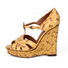Bottega Veneta Tan Beige Floral Wedge Sandals sz 38.5