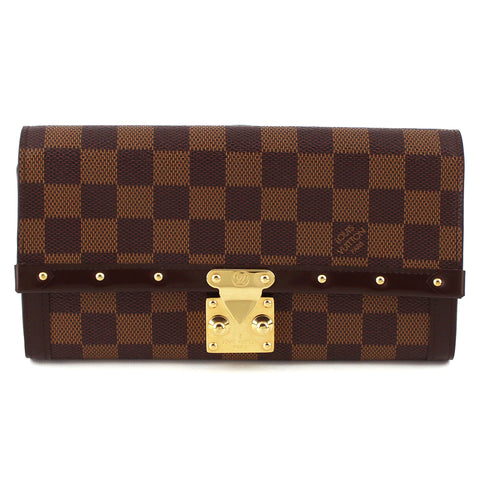 Louis Vuitton Damier Ebene Venice Studded Clutch Wallet