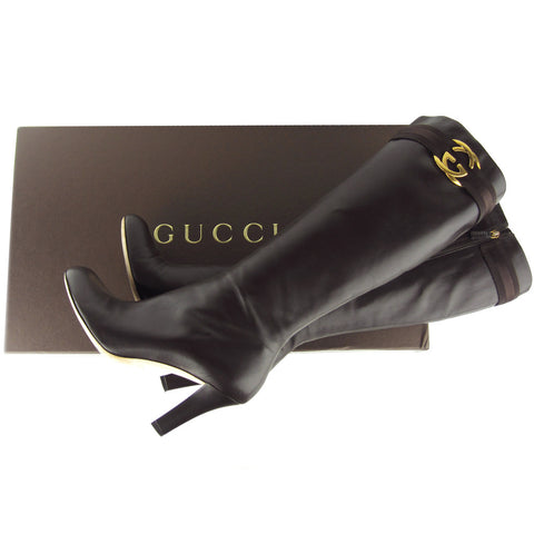 Gucci GG Tall Leather Boots sz 41