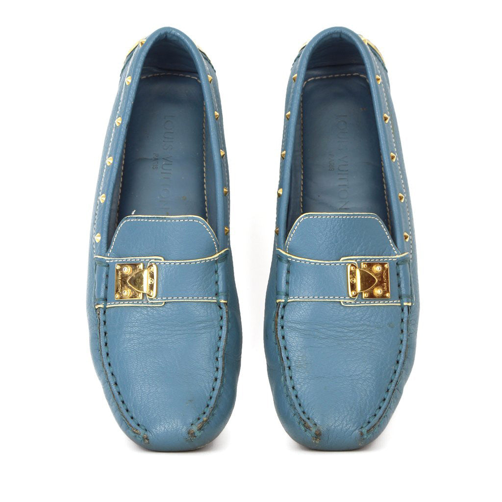  Louis Vuitton Blue Suhanli Women's Loafers sz 38