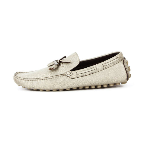 Louis Vuitton Taupe Grey Leather Loafers sz 8