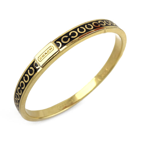 Coach Signature Black & Gold Bangle Bracelet