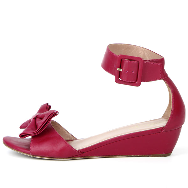 Valentino Raspberry Red Bow Wedge Sandal sz 39