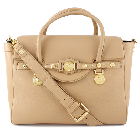 Versace Beige Leather Signature Medusa Tote