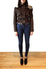 T.Italia Women's Italian Hooded Suede Bomber Jacket XS