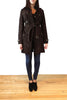 Rossodisera Women's Italian 3/4 Length Brown Suede Belted Jacket Trench Coat XS
