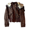 T.Italia Women's Italian Hooded Suede Bomber Jacket XS