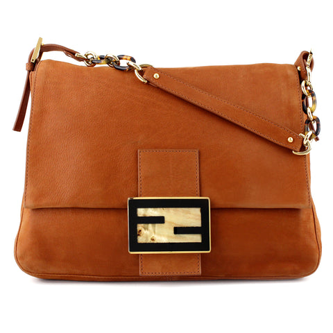 Fendi Iridescent Terracotta Suede Large Mama Shoulder Bag